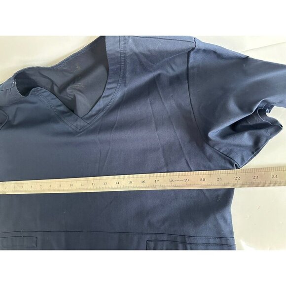 Set of (2) Womens Scrub Tops Dagacci & Cherokee Size L Black & Blue Pockets - Picture 10 of 16